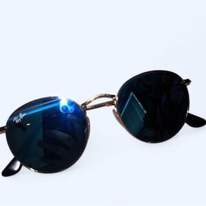 Ray-Ban Gold Frame Blue Polarize Lenses Sunglasses